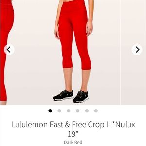 Lululemon Fast & The Free 19’ crop in Nulex